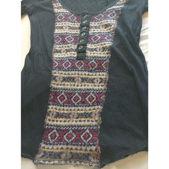 Free People Wool Blend Women's Boho Fair Isle Pullover Sweater Top, Size X-Small - Picture 2 of 5